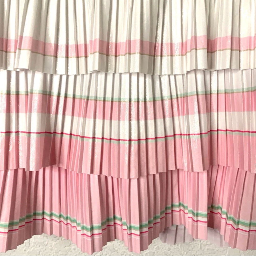 Lucky in Love Pink White Medium Pleated Tiered Skort Athletic Pickleball Tennis - Picture 3 of 6